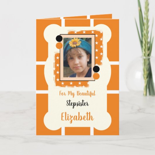 私の美しい義理のオレンジと黒の写真 カード (正面)