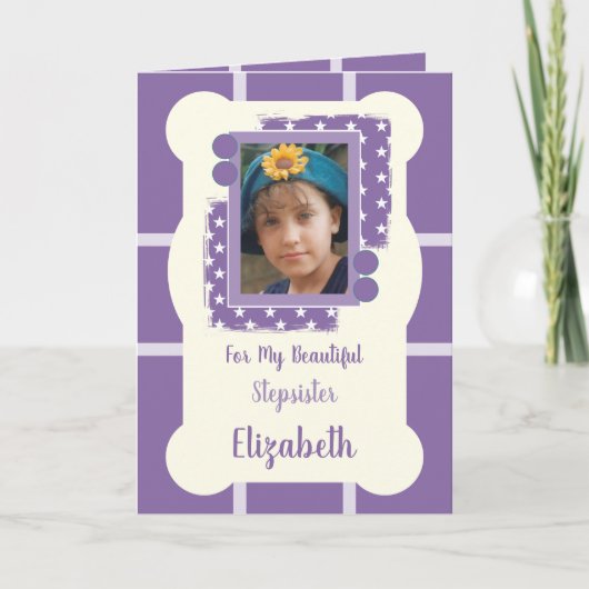 私の美しい義理の妹の紫と薄紫の写真 カード (正面)