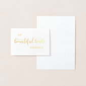 私の美しい花嫁の結婚式の日のカードに金箔 箔カード (ディスプレー)