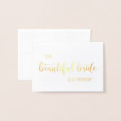 私の美しい花嫁の結婚式の日のカードに金箔 箔カード (封筒付き正面)