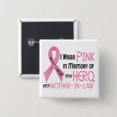 私の義母1を記念して乳癌のピンク 缶バッジ (正面&裏面)
