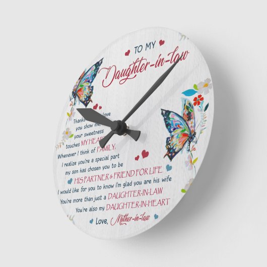 私の義理の娘に ラウンド壁時計 (傾斜)