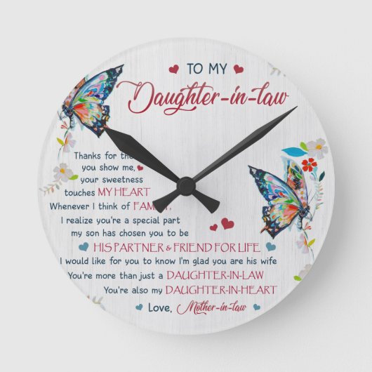 私の義理の娘に ラウンド壁時計 (正面)