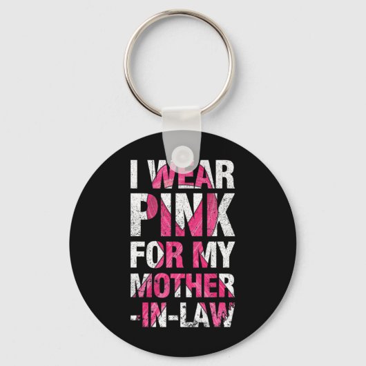 私の義理の母の乳がんSupのための衣服ピンク キーホルダー (正面)