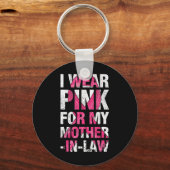 私の義理の母の乳がんSupのための衣服ピンク キーホルダー (正面)