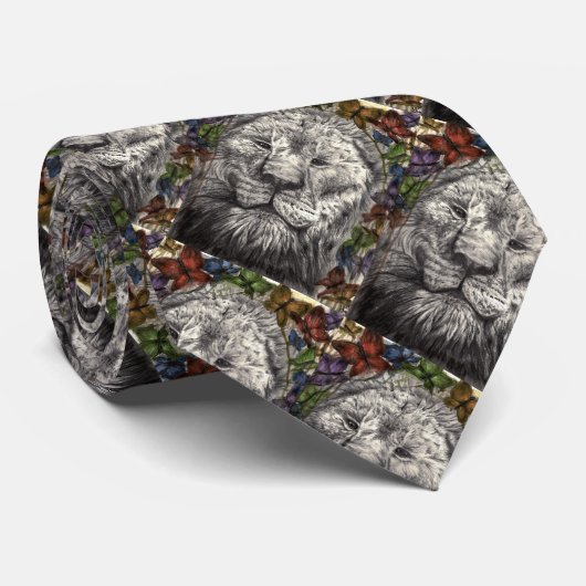 私の翼の下の風ライオンバタフライアニマルアート ネクタイ (ロール)