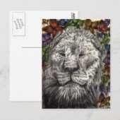 私の翼の下の風ライオン蝶の動物アート ポストカード (正面/裏面)