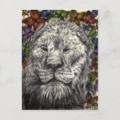 私の翼の下の風ライオン蝶の動物アート ポストカード (正面)