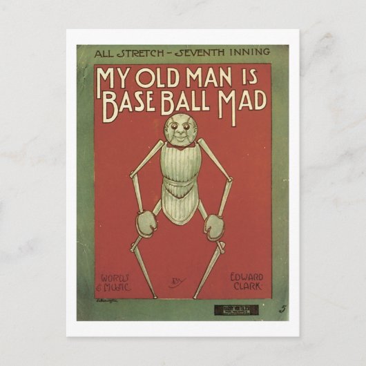 私の老人は野球不機嫌ヴィンテージソングブックカバー ポストカード (正面)
