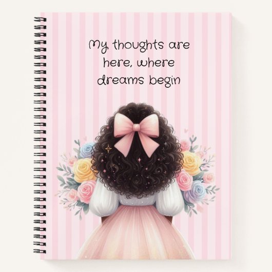 「私の考えはここにある、夢が始まる場所。 ノートブック (正面)