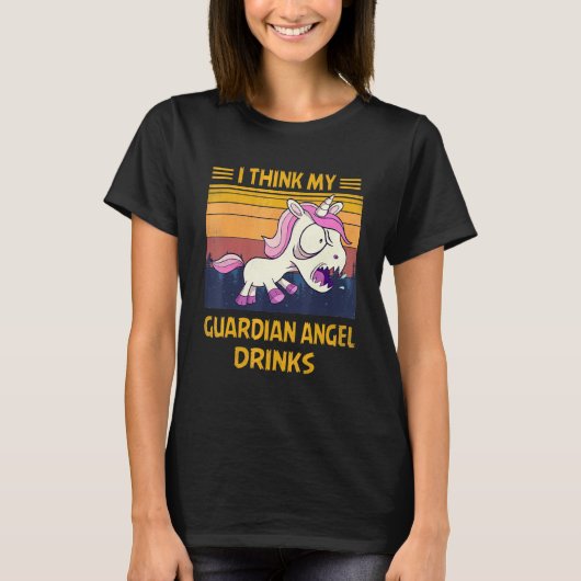 私の考え守護天使はアイコンを飲む Tシャツ (正面)