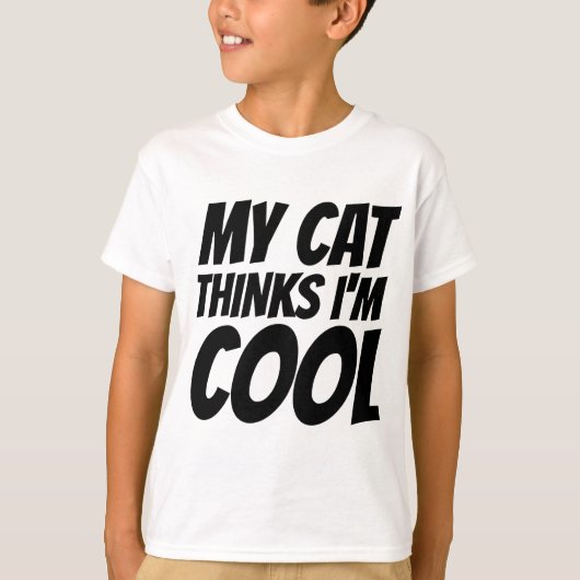 私の考え猫はクール、男の子のTシャツ Tシャツ (正面)