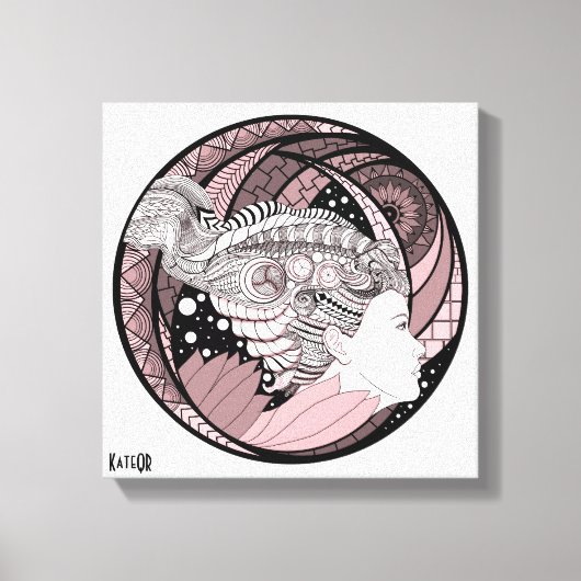 私の考え。抽象芸術のグラフィックス キャンバスプリント (正面)