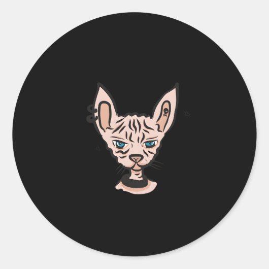 私の考えSphynxあなたは醜すぎる毛のない猫ママ ラウンドシール (正面)