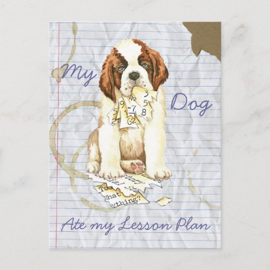私の聖バーナード食べ私のレッスンプラン ポストカード (正面)