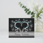 私の聞ハートハッピーバースデーはがき ポストカード (スタンド正面)