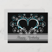 私の聞ハートハッピーバースデーはがき ポストカード (正面/裏面)