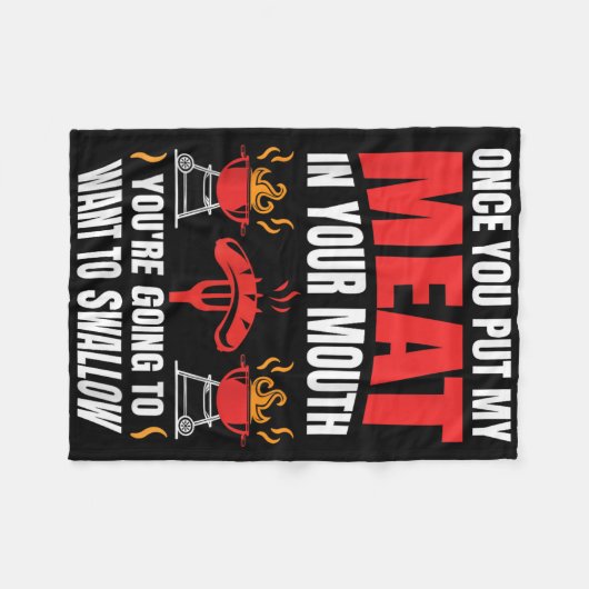 私の肉の引用文BbqグリルTシャツグリルを入れたら フリースブランケット (正面(横))