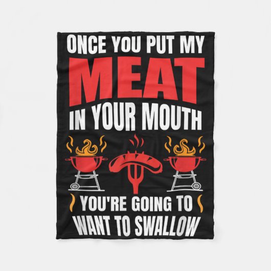 私の肉の引用文BbqグリルTシャツグリルを入れたら フリースブランケット (正面)