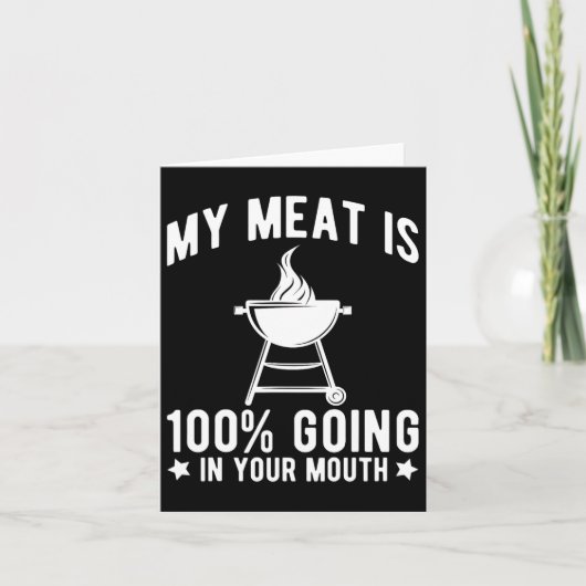 私の肉は100%あなたの口にBbqグリおもしろいル行く カード (正面)