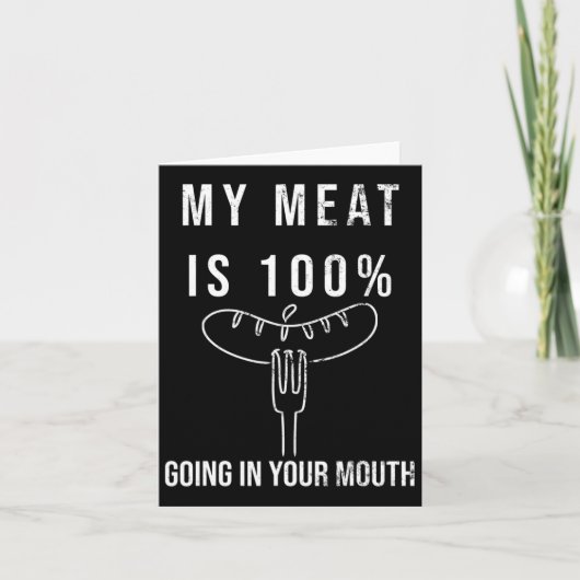 私の肉は100%あなたの口にBbqグリおもしろいル行く カード (正面)