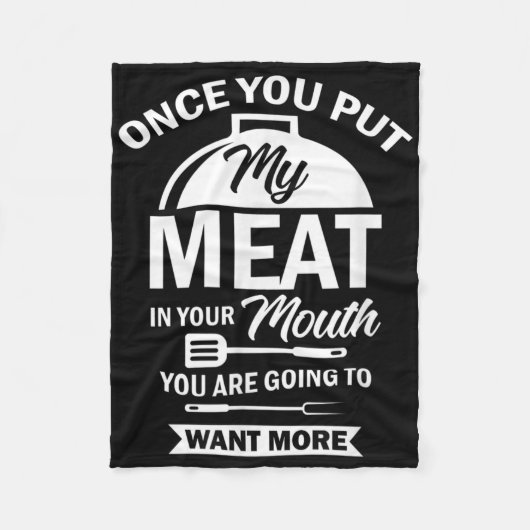 私の肉を口に入れおもしろいてバーベ フリースブランケット (正面)