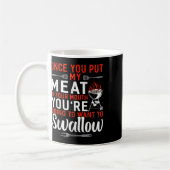 私の肉を口の中に入れおもしろいたら コーヒーマグカップ (左)