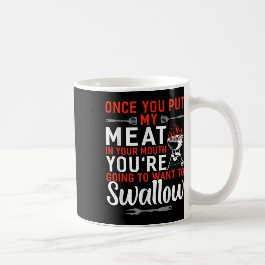 私の肉を口の中に入れおもしろいたら コーヒーマグカップ (右)