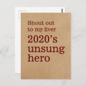 私の肝臓に大声で叫ぶ： 2020年のアンソンヒーロー ポストカード (正面/裏面)