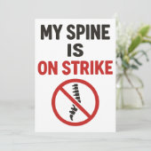 私の背骨がスト中 – 背中おもしろい痛み引用文 招待状 (スタンド正面)