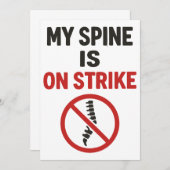 私の背骨がスト中 – 背中おもしろい痛み引用文 招待状 (正面/裏面)