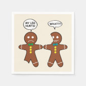 私の脚はクリスマスのナプキンを痛めるジンジャーブレッド スタンダードカクテルナプキン (正面)