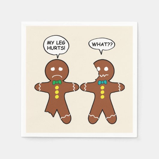 私の脚はクリスマスのナプキンを痛めるジンジャーブレッド スタンダードカクテルナプキン (正面)