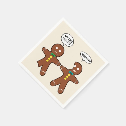 私の脚はクリスマスのナプキンを痛めるジンジャーブレッド スタンダードカクテルナプキン (角)