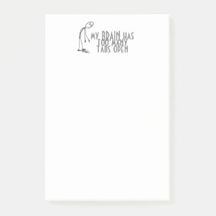 私の脳は多くのタブを開いているコンピュータノート ポストイット