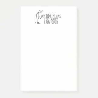 私の脳は多くのタブを開いているコンピュータノート ポストイット