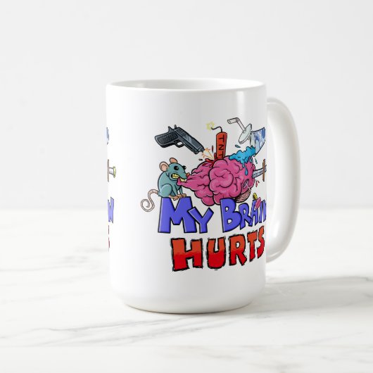 私の脳は暗いユーモアを痛める コーヒーマグカップ (正面右)