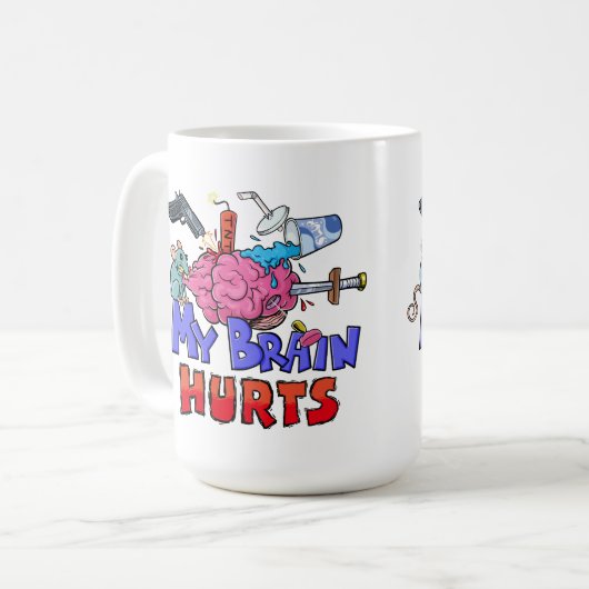 私の脳は暗いユーモアを痛める コーヒーマグカップ (正面左)