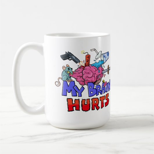 私の脳は暗いユーモアを痛める コーヒーマグカップ (左)