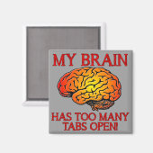 私の脳は開いた磁石のタブが多すおもしろいぎる マグネット (正面/裏面)