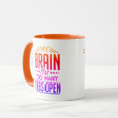 私の脳は開いているコーヒー引用文のタブがおもしろい多すぎる マグカップ (正面左)