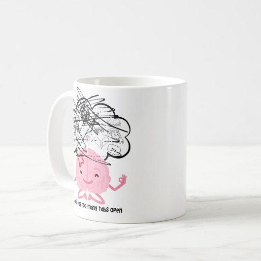 私の脳は開いているタブの数が多すぎる – やる気を起こさせる Mug コーヒーマグカップ (正面左)