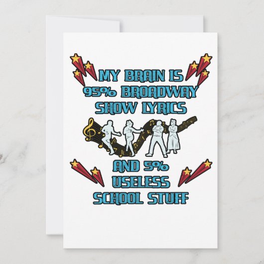 私の脳は95%ブロードウェイショー歌詞俳優の女優 サンキューカード (正面)
