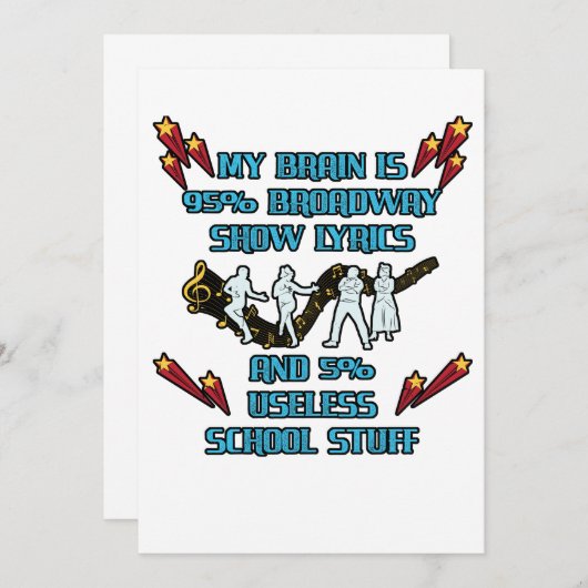 私の脳は95%ブロードウェイショー歌詞俳優の女優 サンキューカード (正面/裏面)
