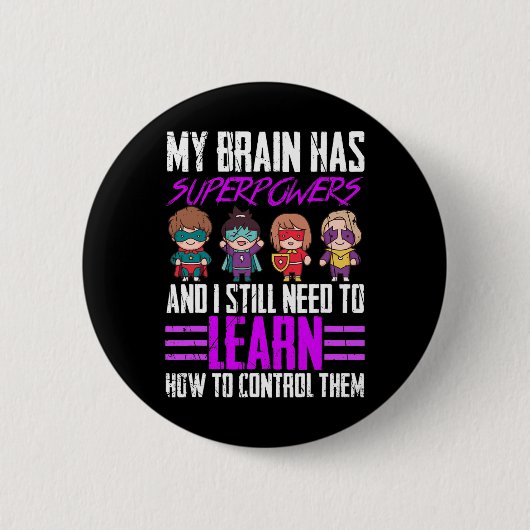 私の脳は、てんかん認識度サバイブの超大国を持っている 缶バッジ (正面)