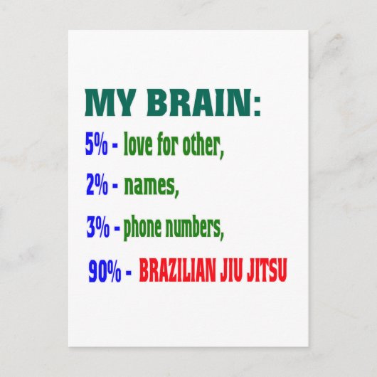 私の脳90%ブラジル柔術。 ポストカード (正面)