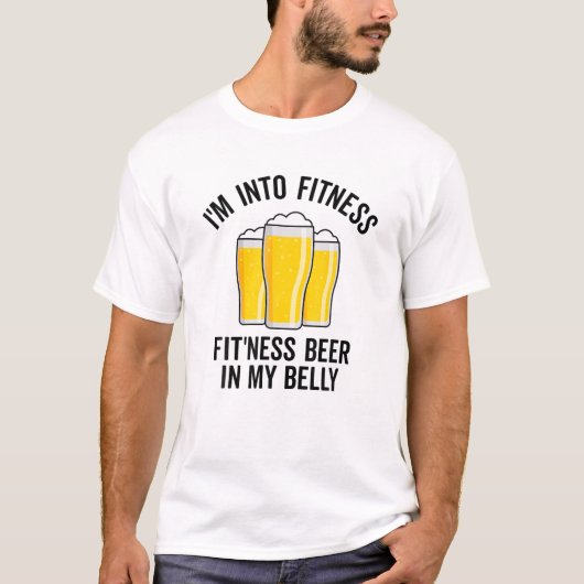 私の腹のフィットネスにこのビールに合わせて私のビール Tシャツ (正面)