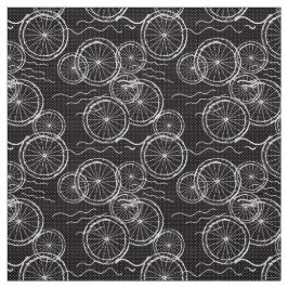 私の自転車に乗ります-黒及び白の繰り返しパターン ファブリック