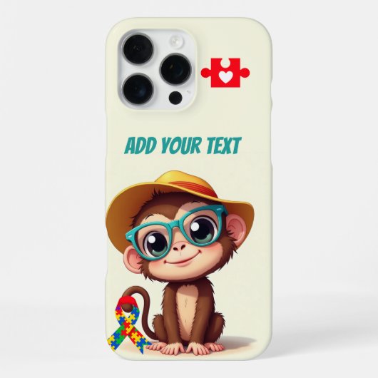 私の自閉症のかわいい小さな猿 iPhoneケース (裏面)