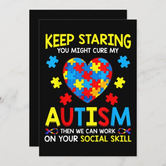 私の自閉症を見つめ続けて、もしかしたら治るかもしれない 招待状 (正面/裏面)